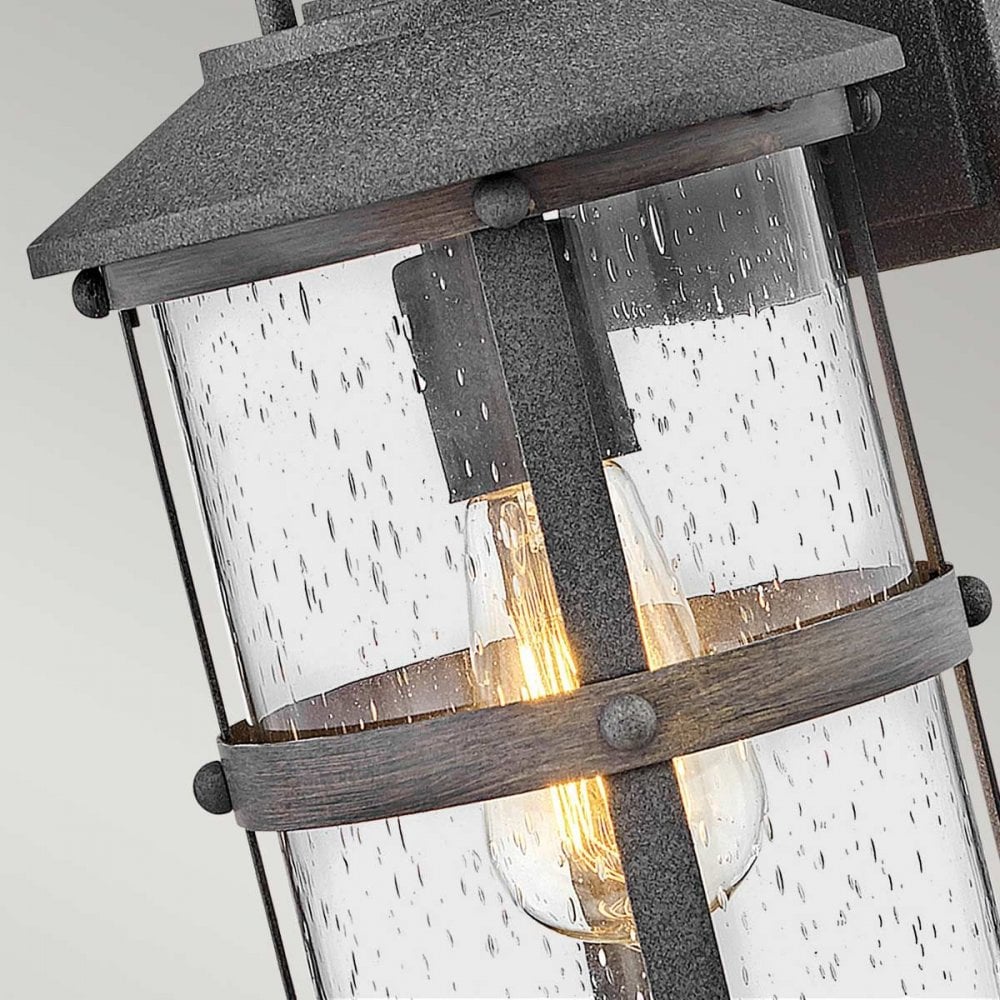 Hinkley QN-LAKEHOUSE2-S-DZ Lakehouse 1 Light Small Wall Lantern Aged Zinc with Driftwood Grey