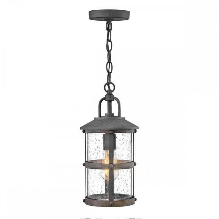 Hinkley QN-LAKEHOUSE8-S-DZ Lakehouse 1 Light Small Chain Lantern Aged Zinc with Driftwood Grey