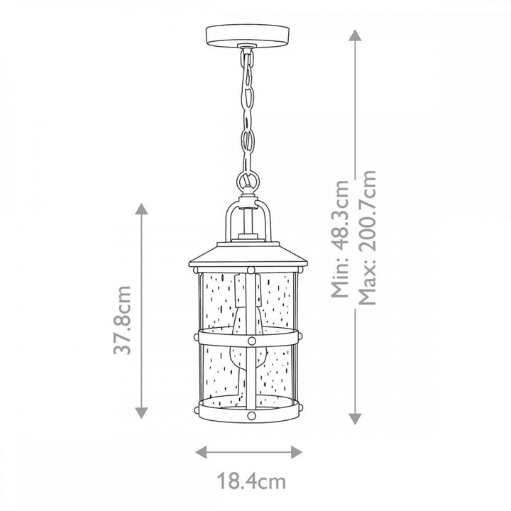 Hinkley QN-LAKEHOUSE8-S-DZ Lakehouse 1 Light Small Chain Lantern Aged Zinc with Driftwood Grey