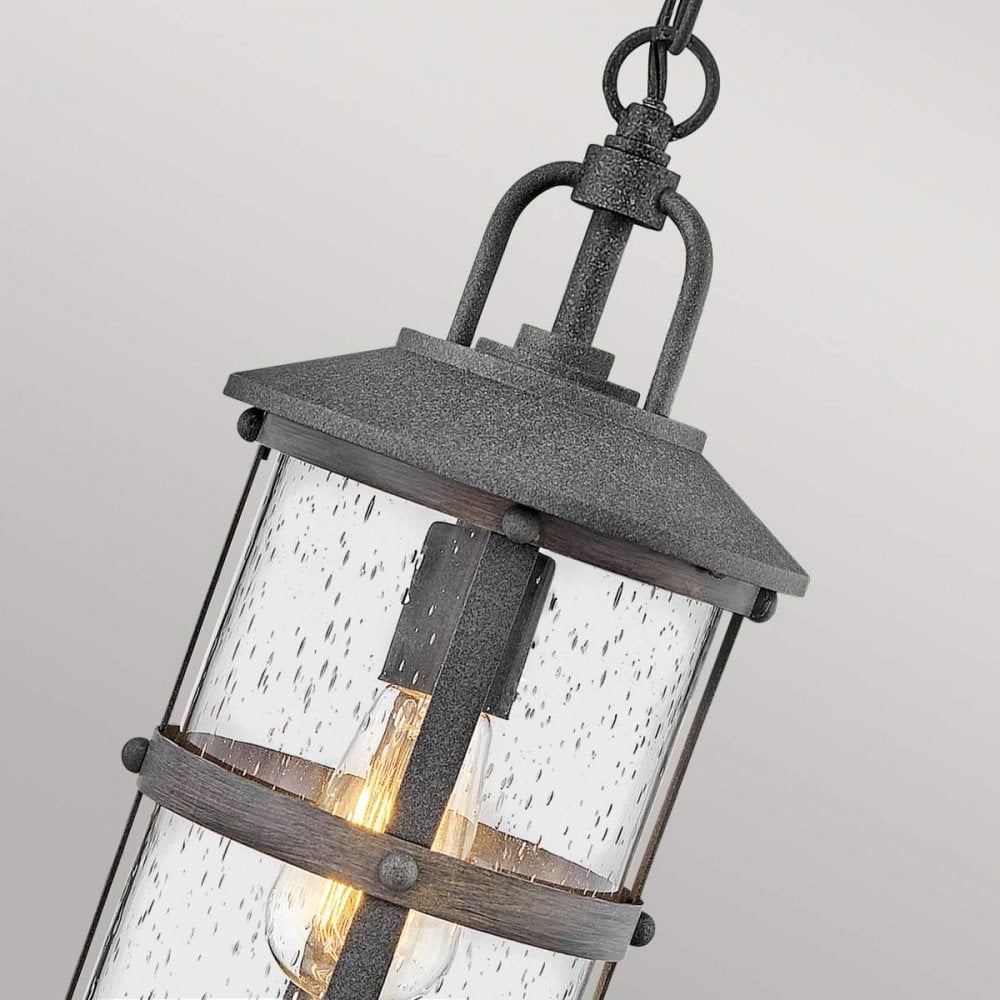 Hinkley QN-LAKEHOUSE8-S-DZ Lakehouse 1 Light Small Chain Lantern Aged Zinc with Driftwood Grey