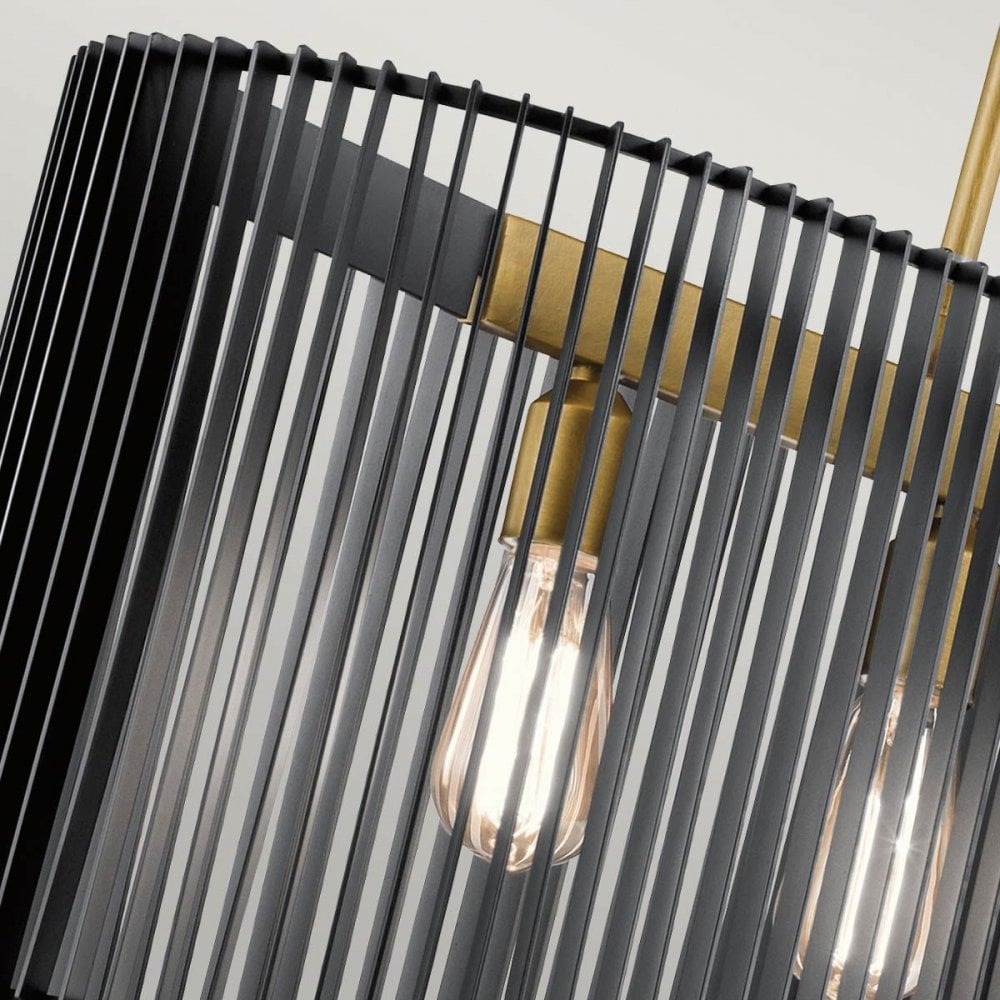 Kichler QN-LINARA-ISLE-BK Linara 5 Light Linear Chandelier Black &amp; Natural Brass