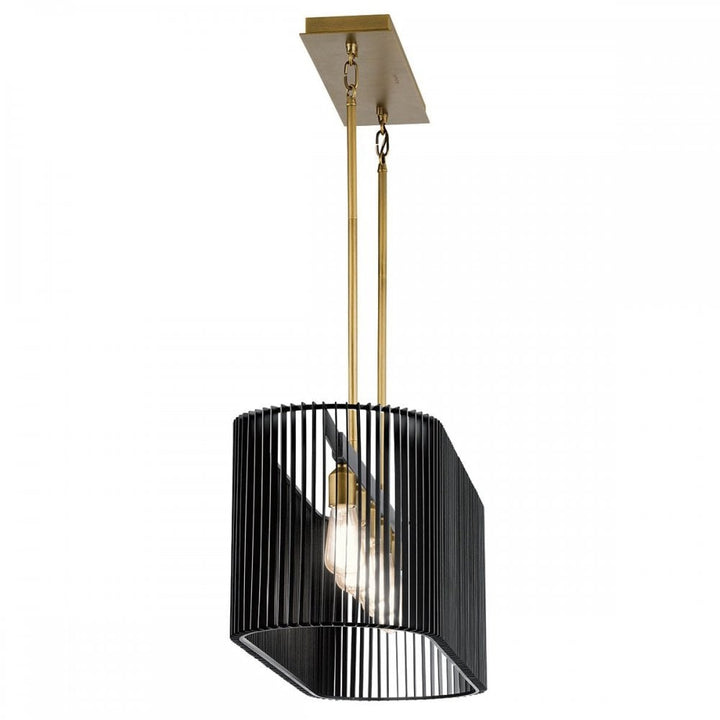 Kichler QN-LINARA-ISLE-BK Linara 5 Light Linear Chandelier Black &amp; Natural Brass