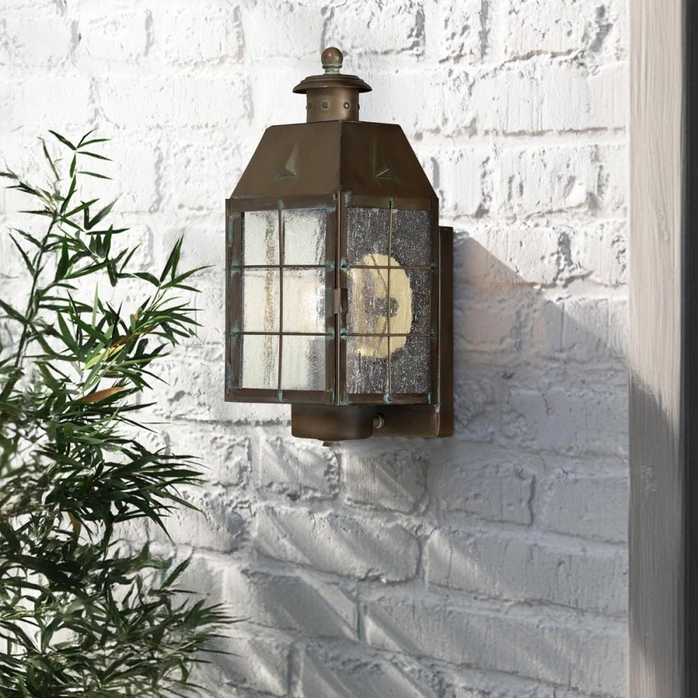Hinkley QN-NANTUCKET-M-AS Nantucket 1 Light Medium Wall Lantern Aged Brass