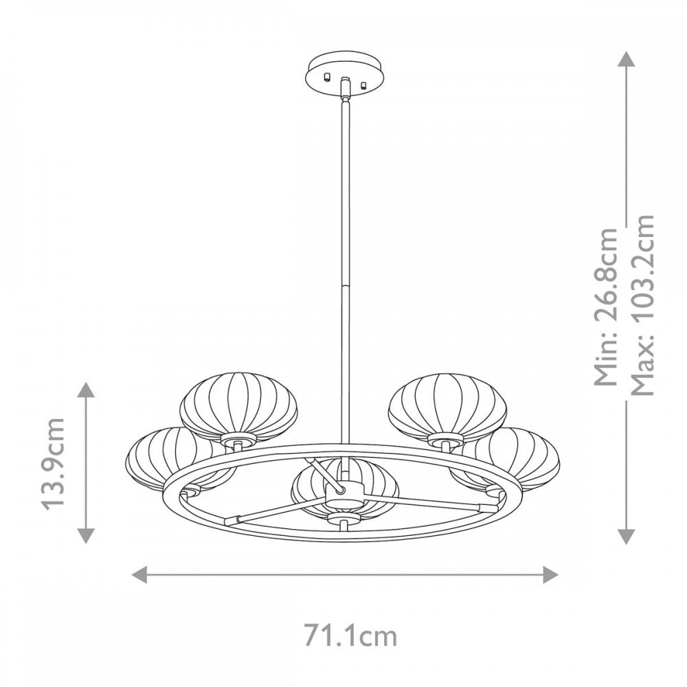 Kichler QN-PIM5-FXG Pim 5 Light Chandelier - Gold