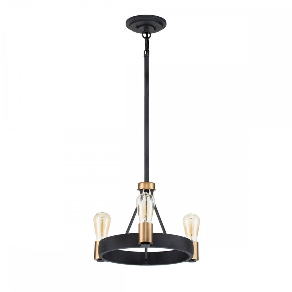 Hinkley QN-SILAS-3P-DZ Silas 3 Light Pendant/ Semi-Flush Aged Zinc &amp; Heritage Brass