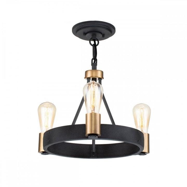 Hinkley QN-SILAS-3P-DZ Silas 3 Light Pendant/ Semi-Flush Aged Zinc &amp; Heritage Brass