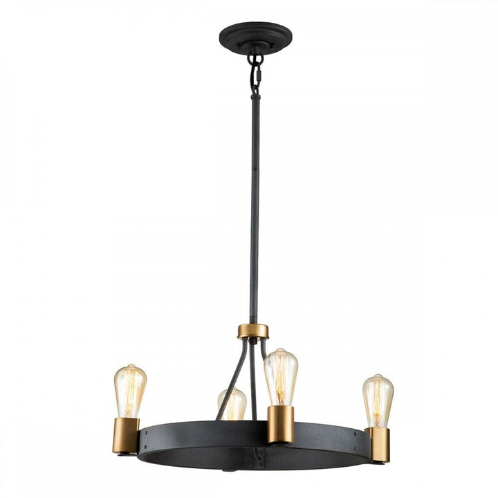 Hinkley QN-SILAS-4P-DZ Silas 4 Light Pendant/ Semi-Flush Aged Zinc &amp; Heritage Brass