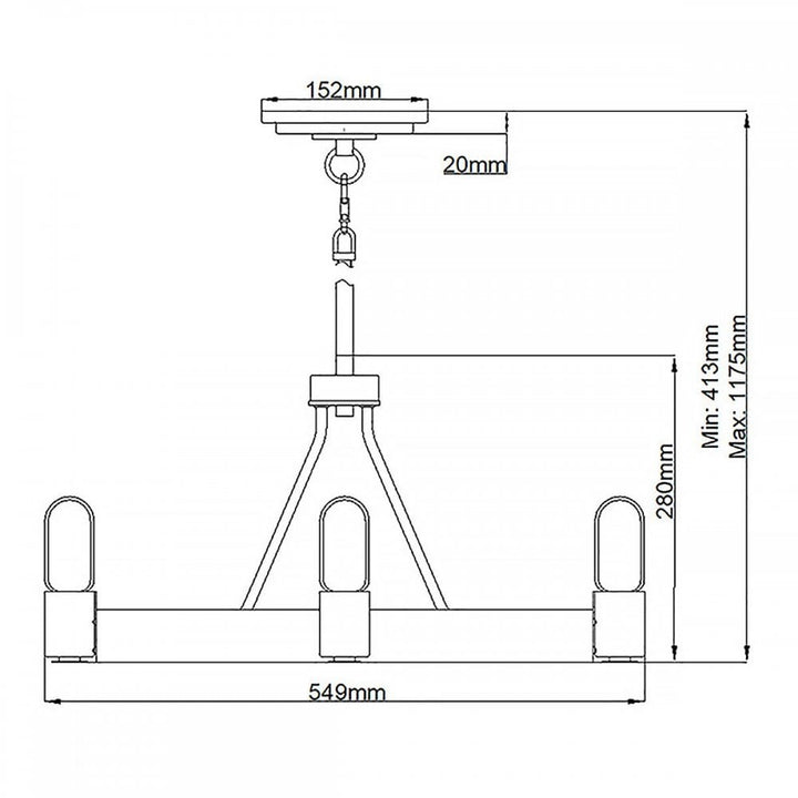 Hinkley QN-SILAS-4P-DZ Silas 4 Light Pendant/ Semi-Flush Aged Zinc &amp; Heritage Brass