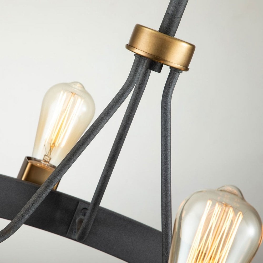 Hinkley QN-SILAS-4P-DZ Silas 4 Light Pendant/ Semi-Flush Aged Zinc &amp; Heritage Brass