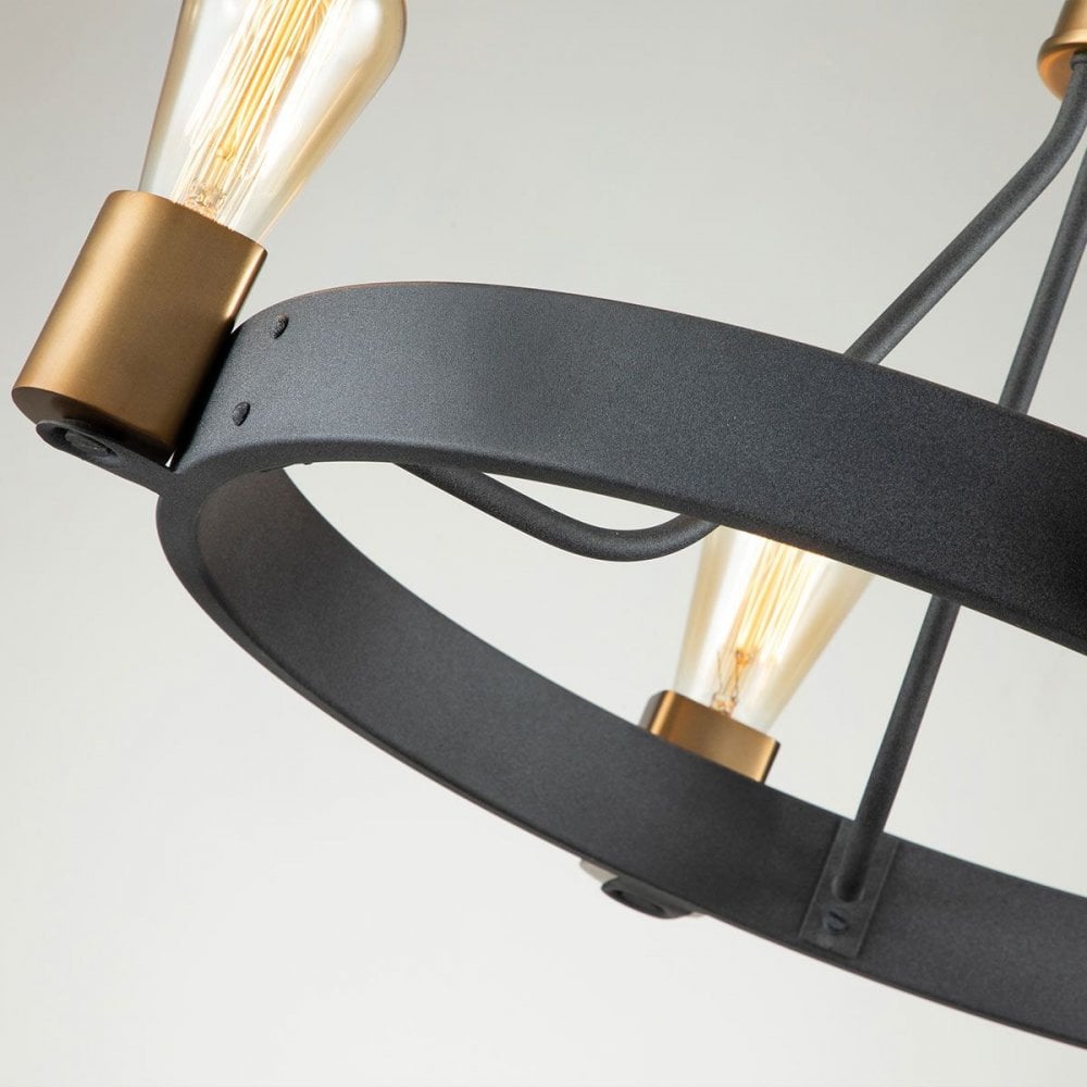 Hinkley QN-SILAS-4P-DZ Silas 4 Light Pendant/ Semi-Flush Aged Zinc &amp; Heritage Brass