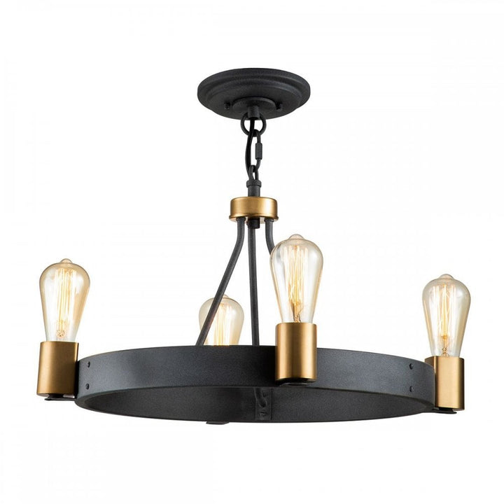 Hinkley QN-SILAS-4P-DZ Silas 4 Light Pendant/ Semi-Flush Aged Zinc &amp; Heritage Brass