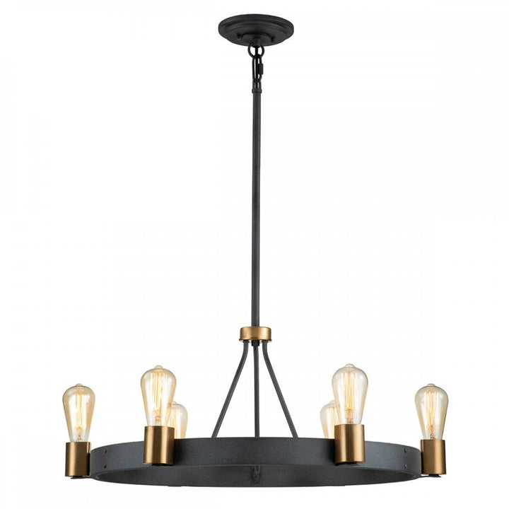 Hinkley QN-SILAS-6P-DZ Silas 6 Light Pendant/ Semi-Flush Aged Zinc &amp; Heritage Brass