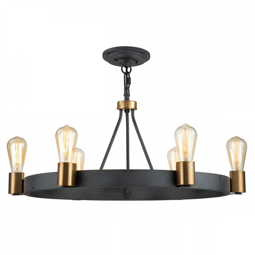 Hinkley QN-SILAS-6P-DZ Silas 6 Light Pendant/ Semi-Flush Aged Zinc &amp; Heritage Brass