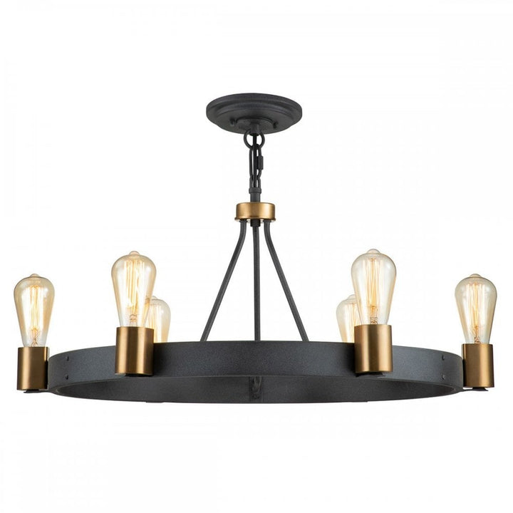 Hinkley QN-SILAS-6P-DZ Silas 6 Light Pendant/ Semi-Flush Aged Zinc &amp; Heritage Brass