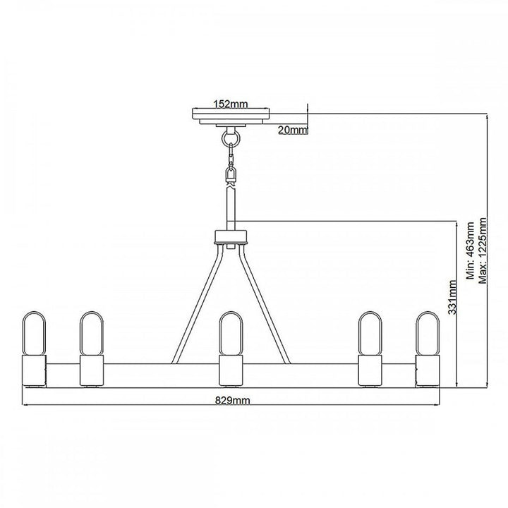 Hinkley QN-SILAS-8P-DZ Silas 8 Light Pendant/ Semi-Flush Aged Zinc &amp; Heritage Brass