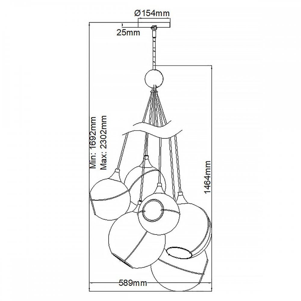 Hinkley QN-SKYE-6P Skye 6 Light Pendant Heritage Brass