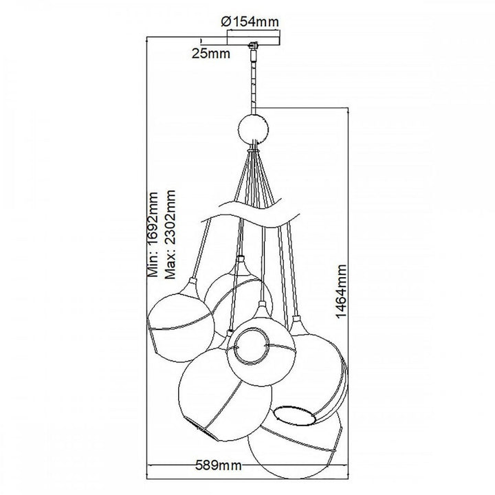 Hinkley QN-SKYE-6P Skye 6 Light Pendant Heritage Brass