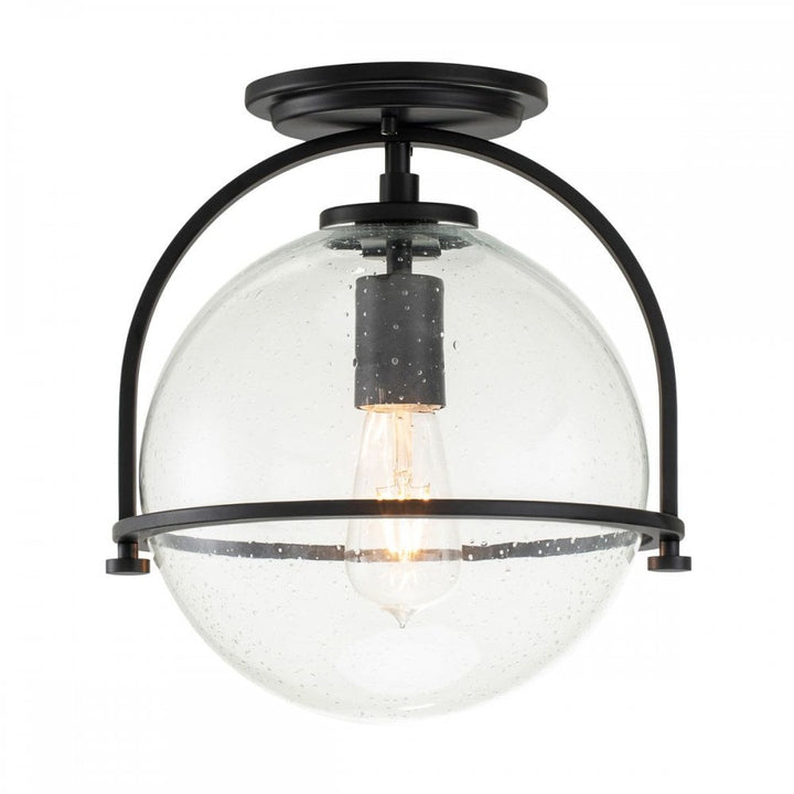 Hinkley QN-SOMERSET-F-C-BK Somerset 1 Light Flush - Black/Clear Black