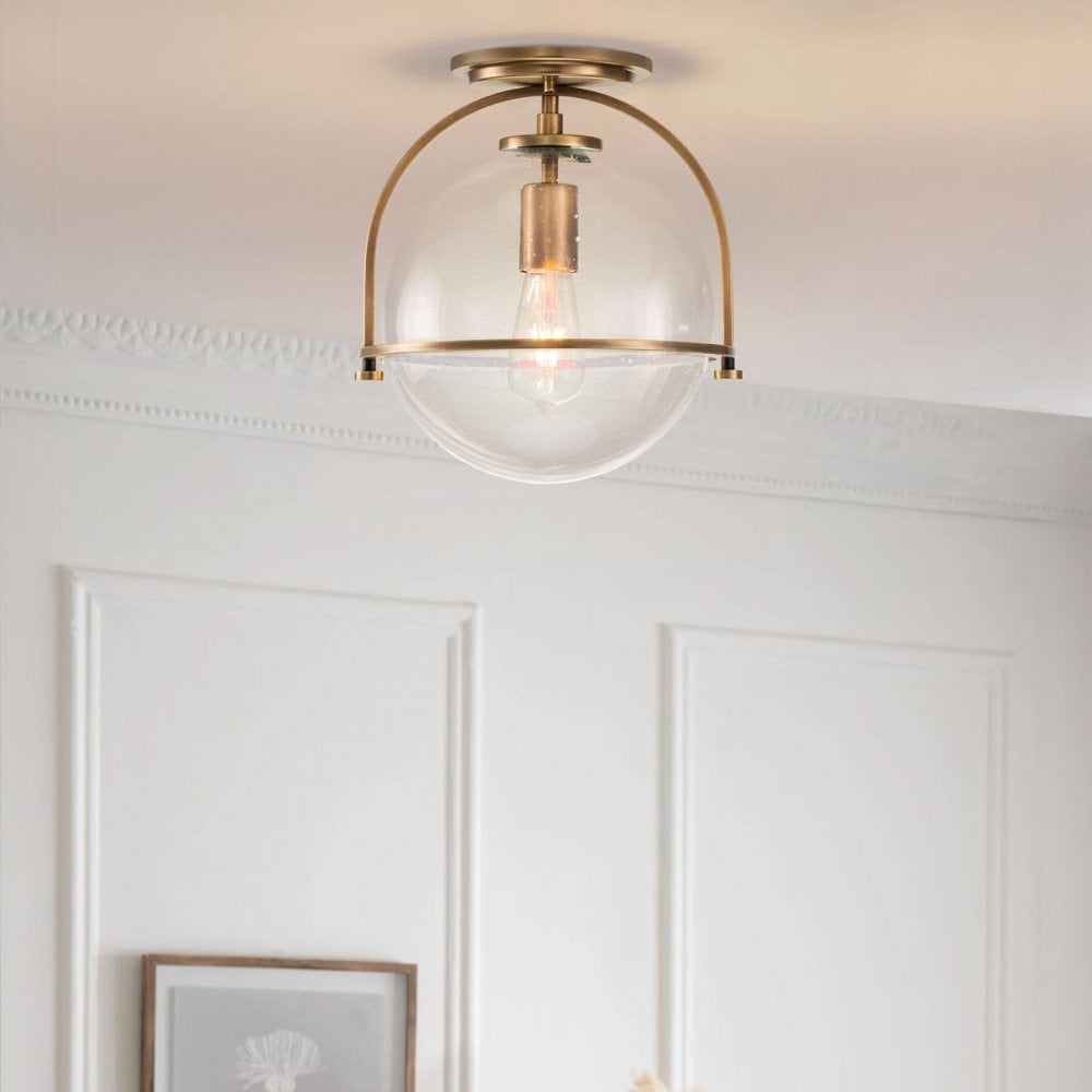 Hinkley QN-SOMERSET-F-C-HB Somerset 1 Light Flush - Brass/Clear