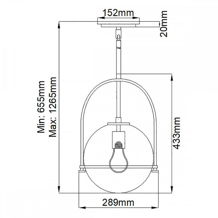 Hinkley QN-SOMERSET-P-C-BK Somerset 1 Light Medium Pendant - Black/Clear