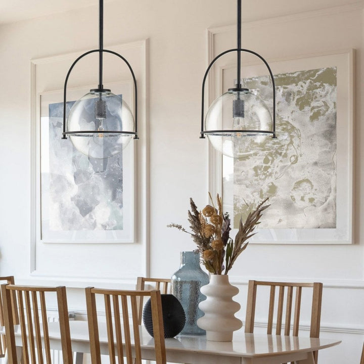 Hinkley QN-SOMERSET-P-C-BK Somerset 1 Light Medium Pendant - Black/Clear