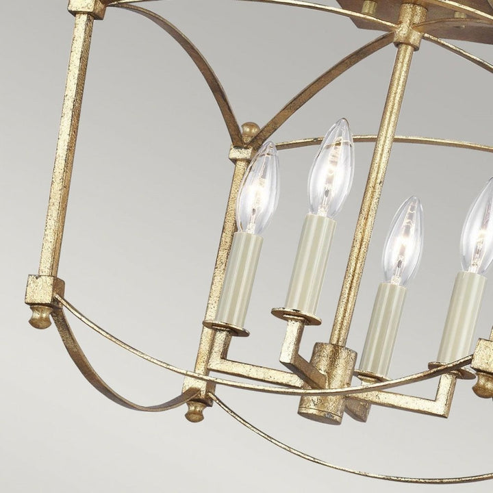 Feiss QN-THAYER-SF-ADB Thayer 4 Light Semi-Flush Antique Gild
