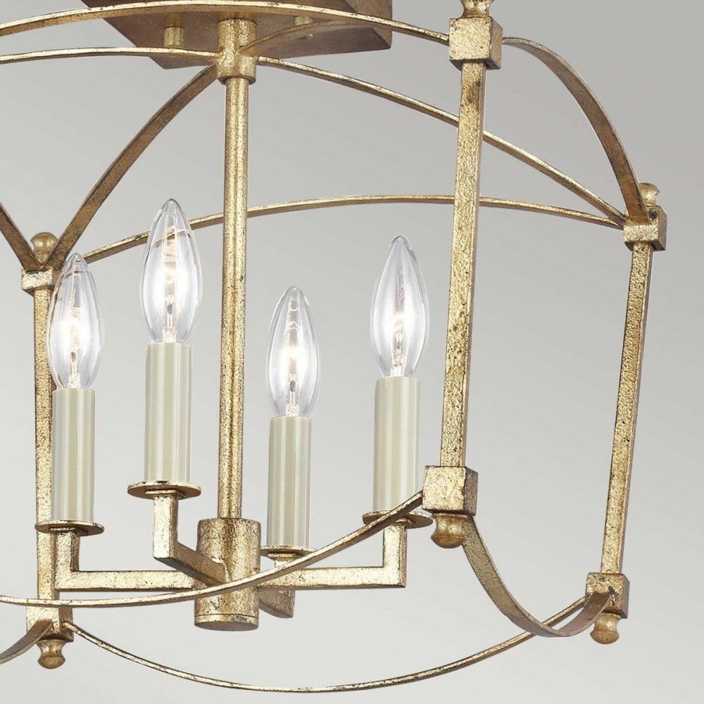 Feiss QN-THAYER-SF-ADB Thayer 4 Light Semi-Flush Antique Gild