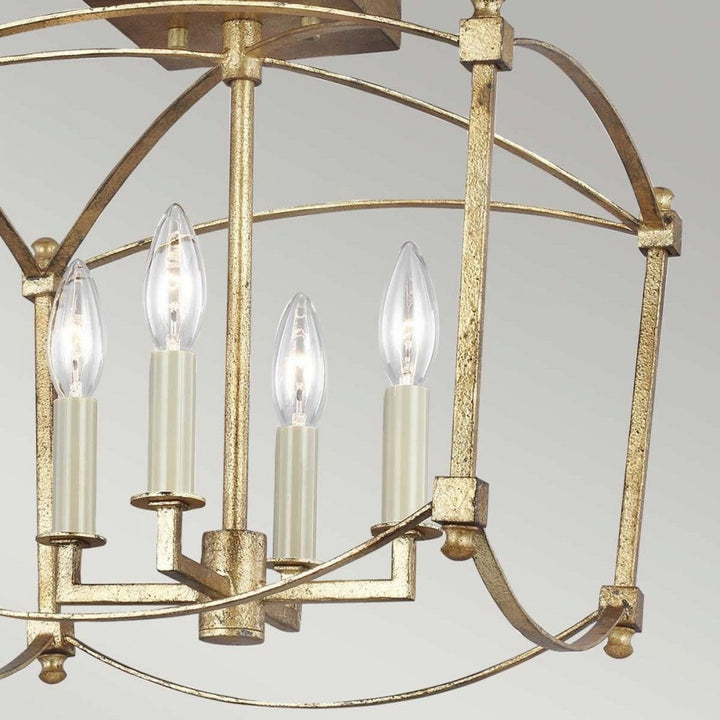 Feiss QN-THAYER-SF-ADB Thayer 4 Light Semi-Flush Antique Gild