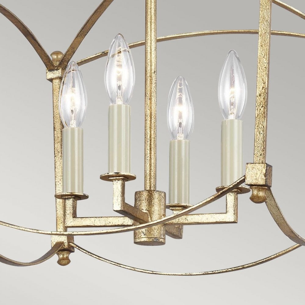 Feiss QN-THAYER-SF-ADB Thayer 4 Light Semi-Flush Antique Gild