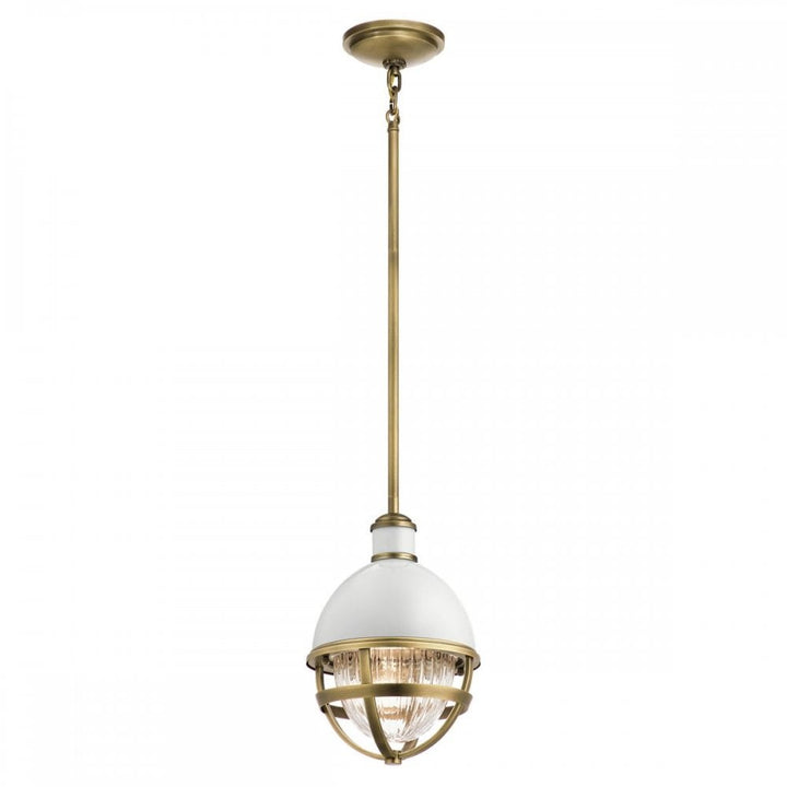 Kichler QN-TOLLIS-MP-NBR Tollis 1 Light Mini Pendant - Brass/White