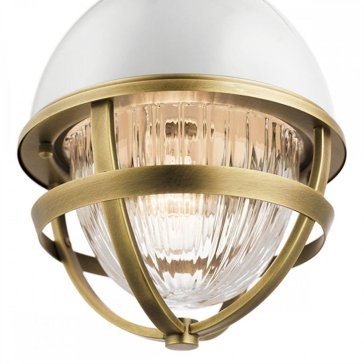 Kichler QN-TOLLIS-MP-NBR Tollis 1 Light Mini Pendant - Brass/White
