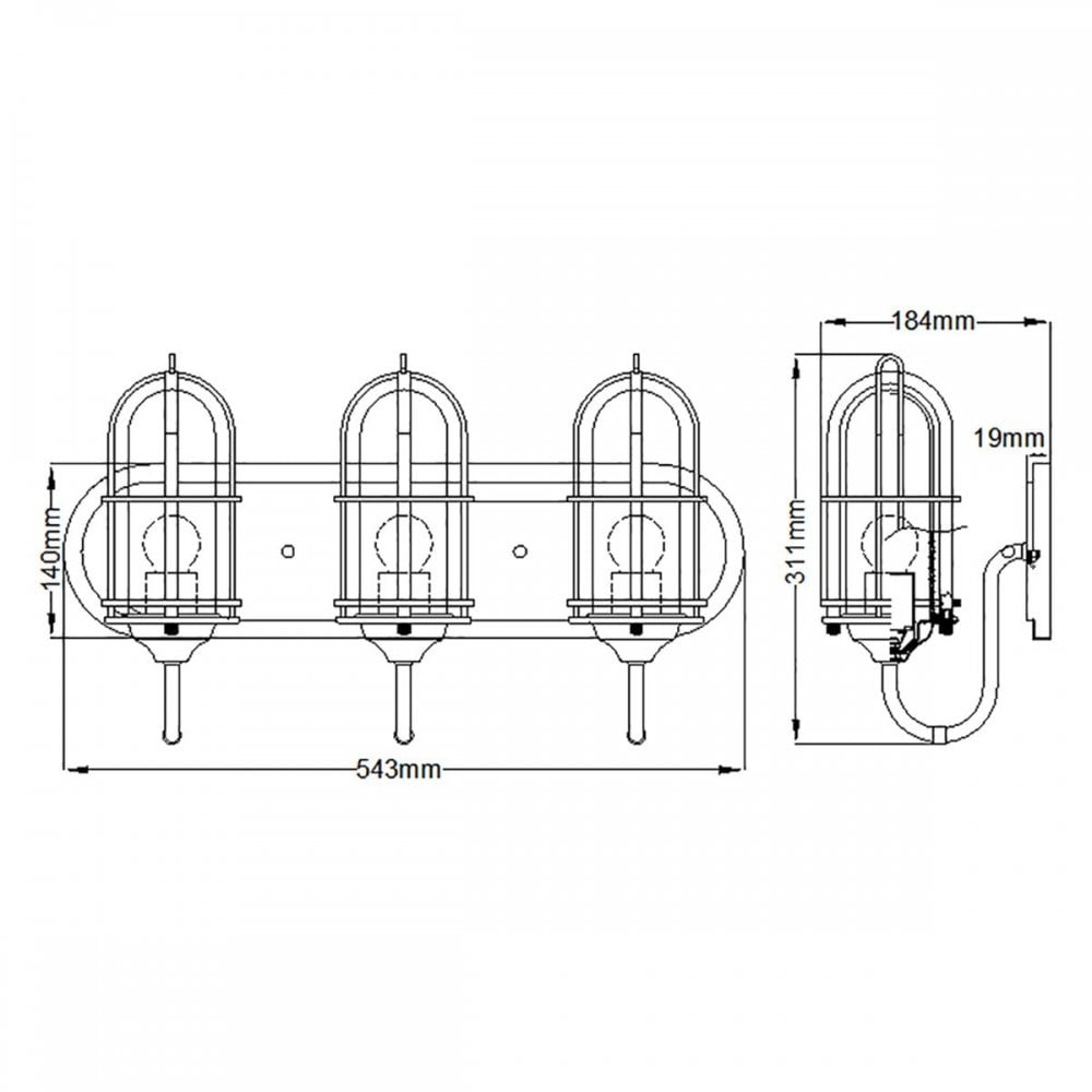 Feiss QN-URBANREST3 Urban Restoration 3 Light Wall Light Dark Antique Brass