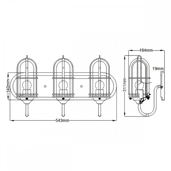Feiss QN-URBANREST3 Urban Restoration 3 Light Wall Light Dark Antique Brass