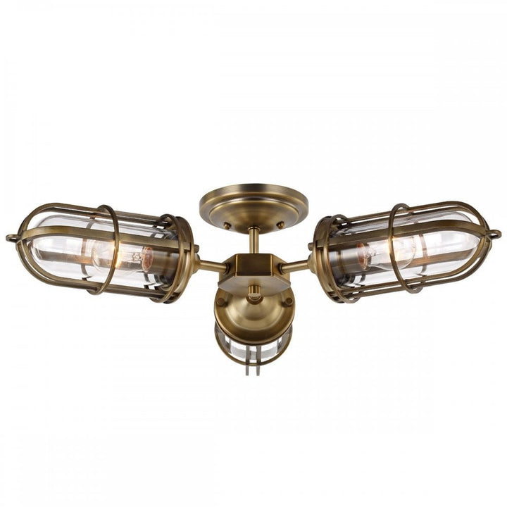 Feiss QN-URBANREST-3SF Urban Restoration 3 Light Semi Flush Dark Antique Brass