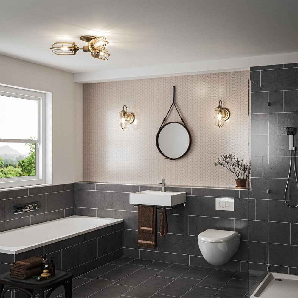 Feiss QN-URBANREST-3SF Urban Restoration 3 Light Semi Flush Dark Antique Brass