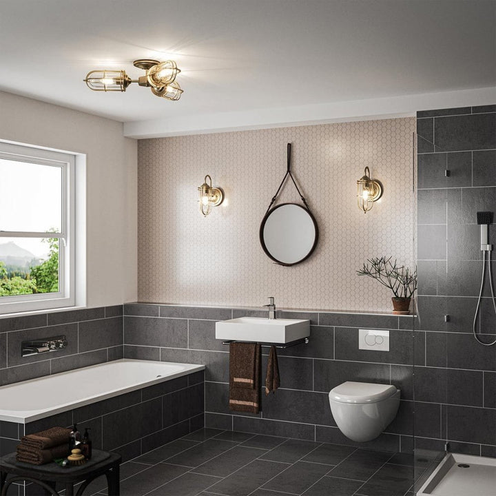 Feiss QN-URBANREST-3SF Urban Restoration 3 Light Semi Flush Dark Antique Brass