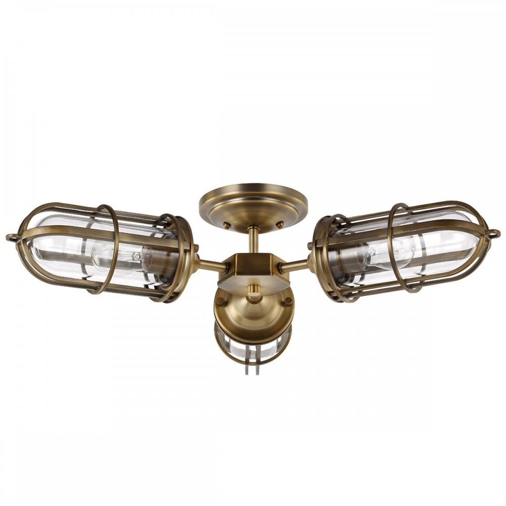 Feiss QN-URBANREST-3SF Urban Restoration 3 Light Semi Flush Dark Antique Brass