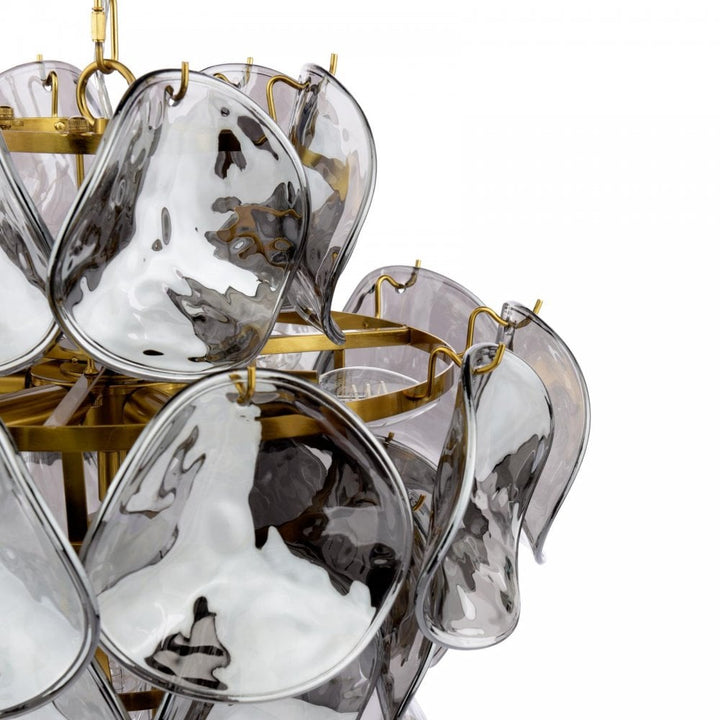 Dar GEN0842 Genoa 8 Light Pendant Natural Brass and Smoked Glass