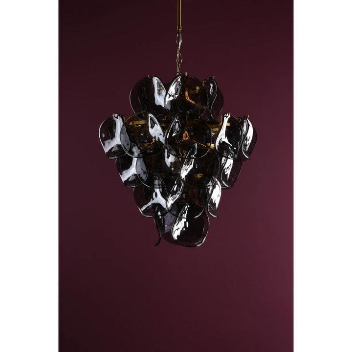 Dar GEN0842 Genoa 8 Light Pendant Natural Brass and Smoked Glass