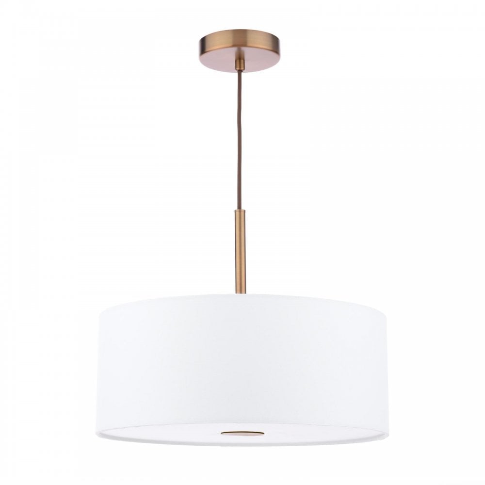 Dar ISL1063 Isla 3 Light Pendant Antique Bronze and Ivory Shade 40cm