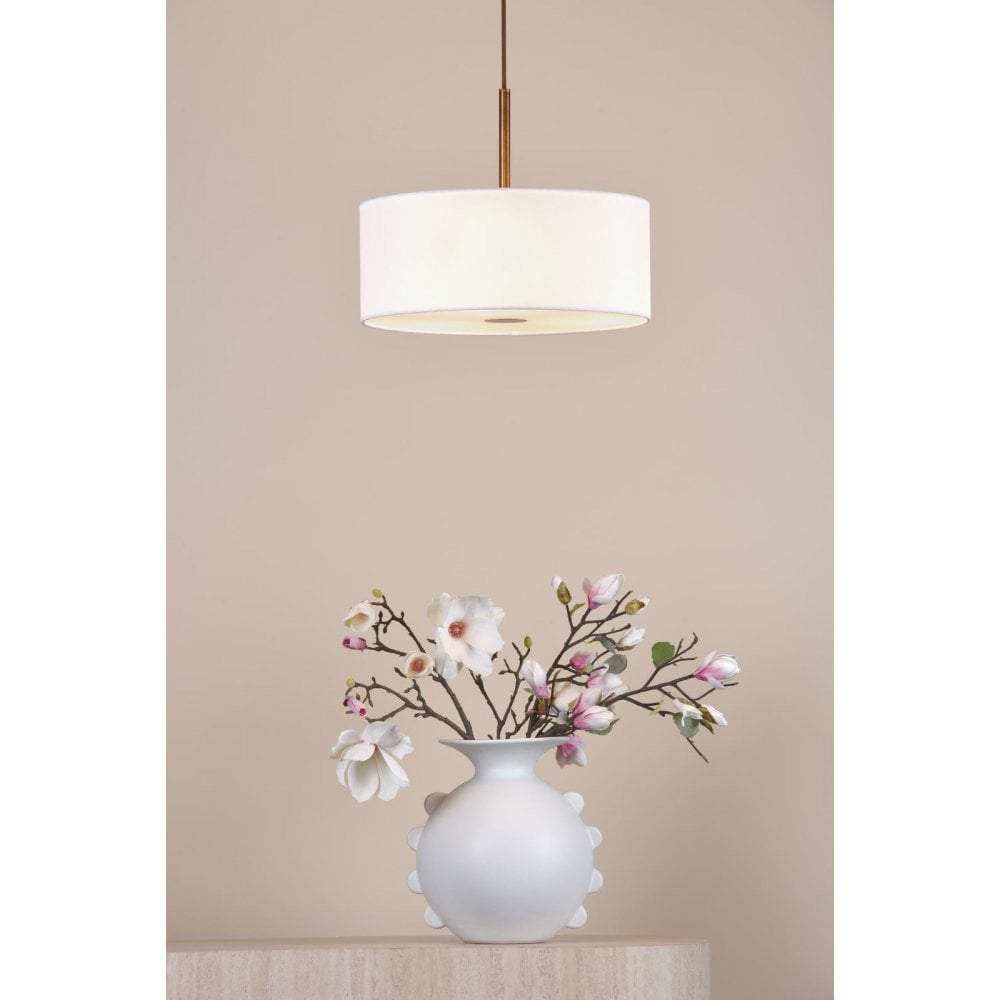 Dar ISL1063 Isla 3 Light Pendant Antique Bronze and Ivory Shade 40cm
