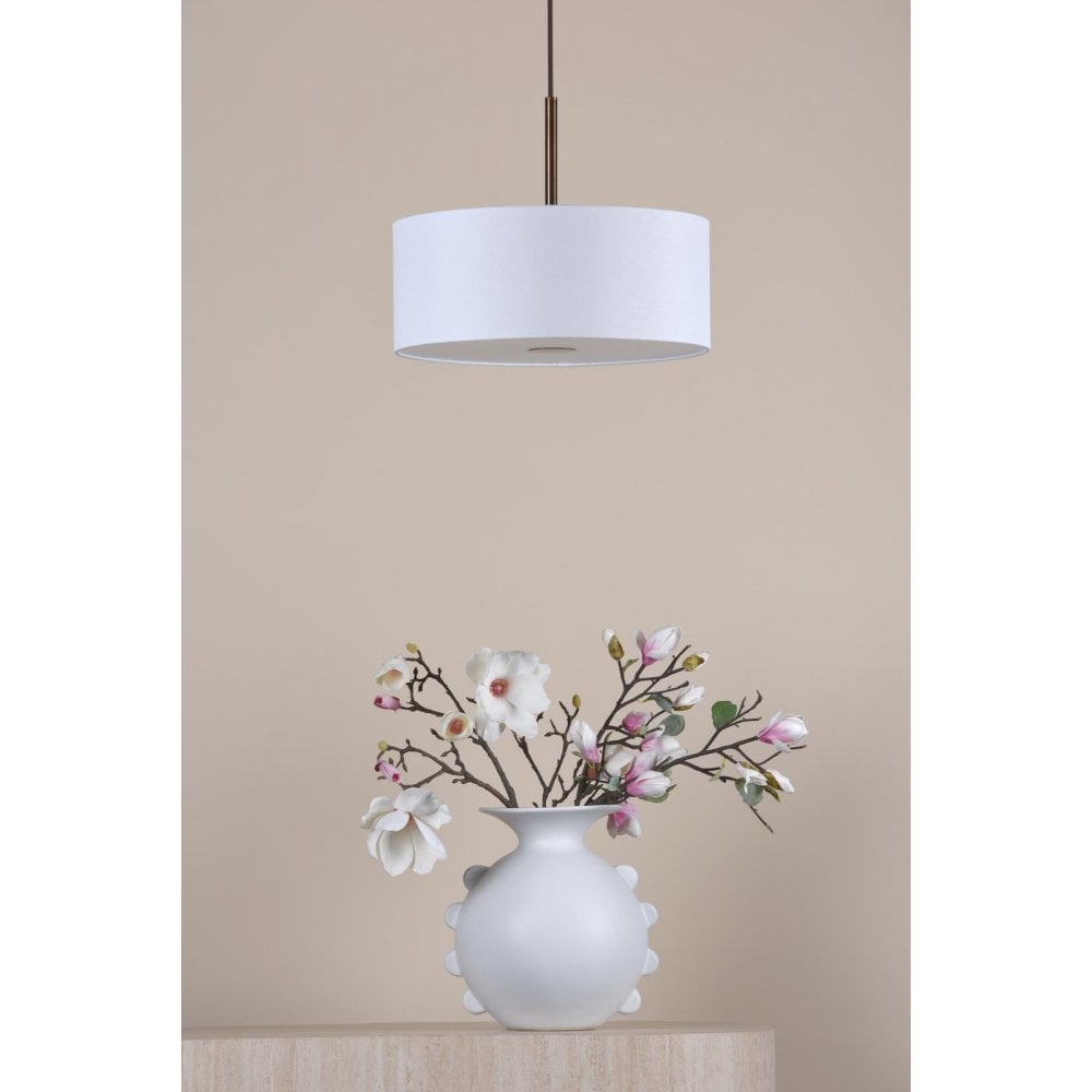 Dar ISL1063 Isla 3 Light Pendant Antique Bronze and Ivory Shade 40cm