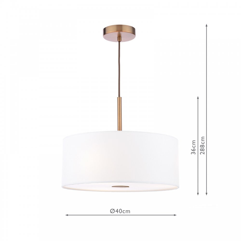 Dar ISL1063 Isla 3 Light Pendant Antique Bronze and Ivory Shade 40cm