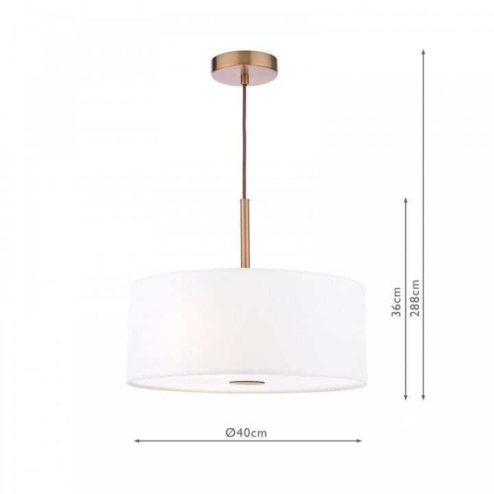 Dar ISL1063 Isla 3 Light Pendant Antique Bronze and Ivory Shade 40cm