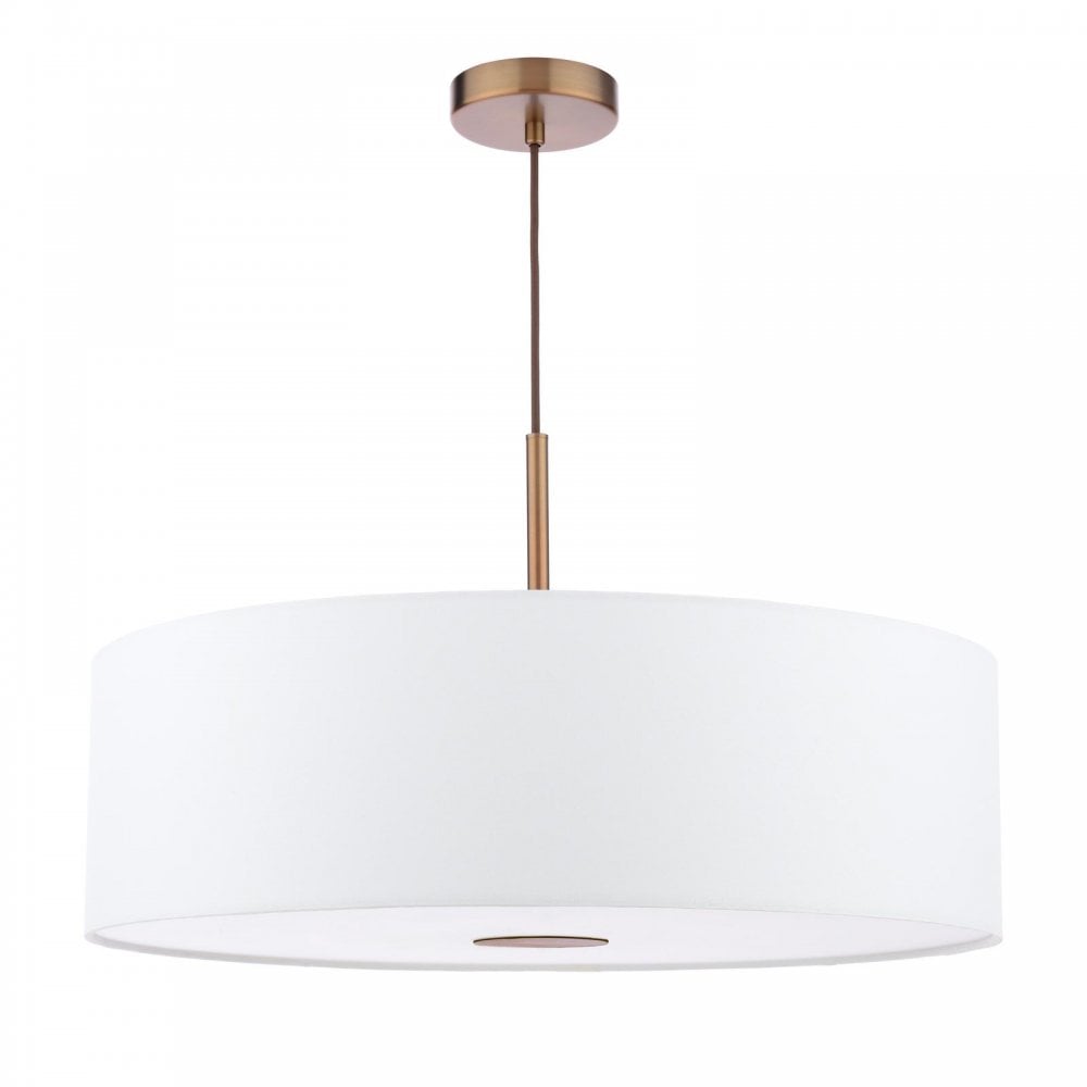 Dar ISL1763 Isla 3 Light Pendant Antique Bronze and Ivory Shade 60cm
