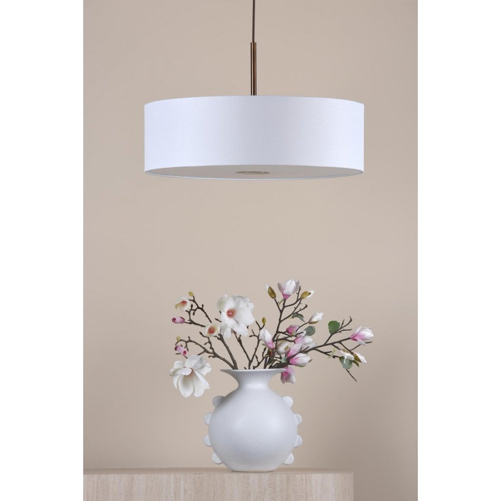 Dar ISL1763 Isla 3 Light Pendant Antique Bronze and Ivory Shade 60cm