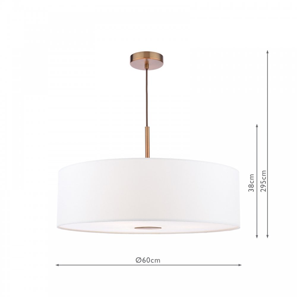 Dar ISL1763 Isla 3 Light Pendant Antique Bronze and Ivory Shade 60cm