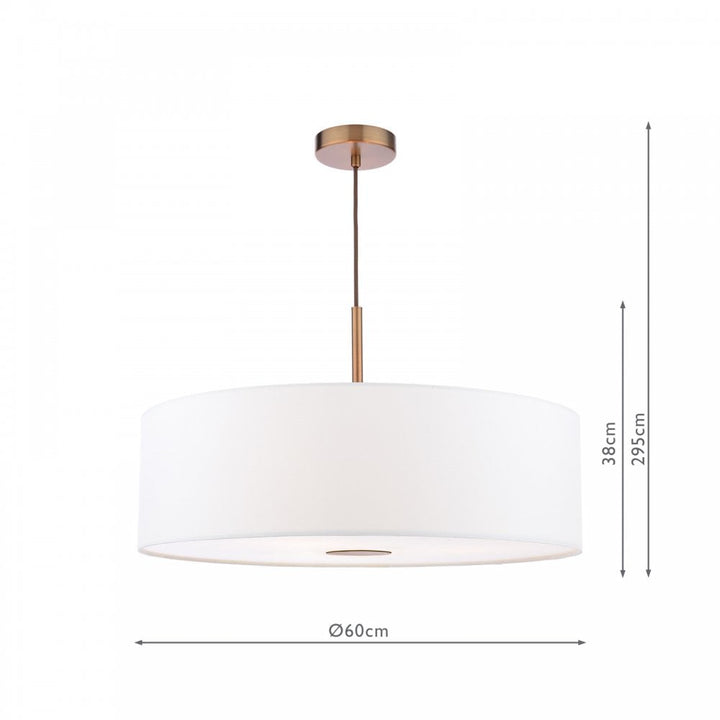 Dar ISL1763 Isla 3 Light Pendant Antique Bronze and Ivory Shade 60cm