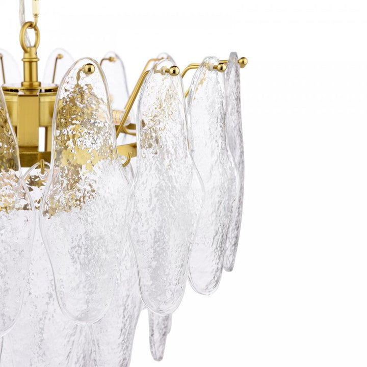 Dar KIM0642 Kimmia 6 Light Pendant Natural Brass and Textured Glass