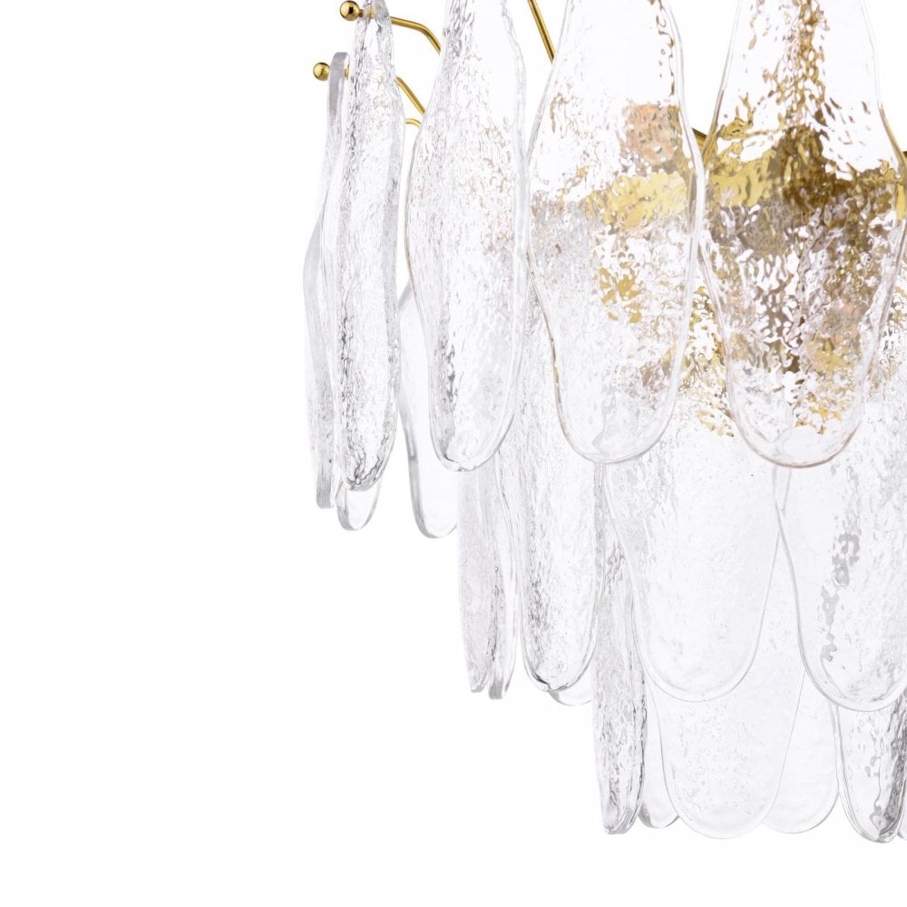 Dar KIM0642 Kimmia 6 Light Pendant Natural Brass and Textured Glass